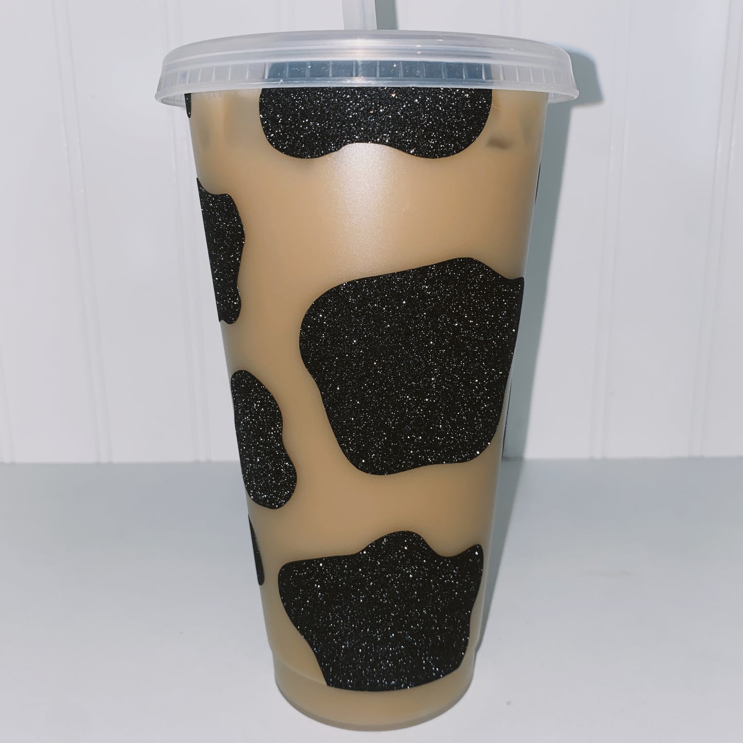 glitter cow tumbler