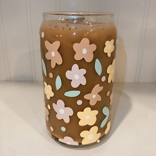 spring floral vinyl glass can