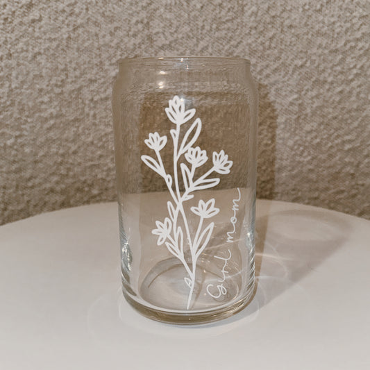 custom wildflower vinyl glass can