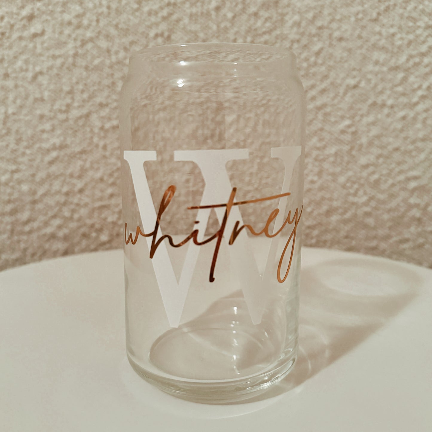 custom monogram script vinyl glass can