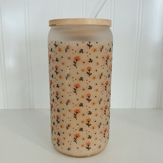 floral sublimation glass can