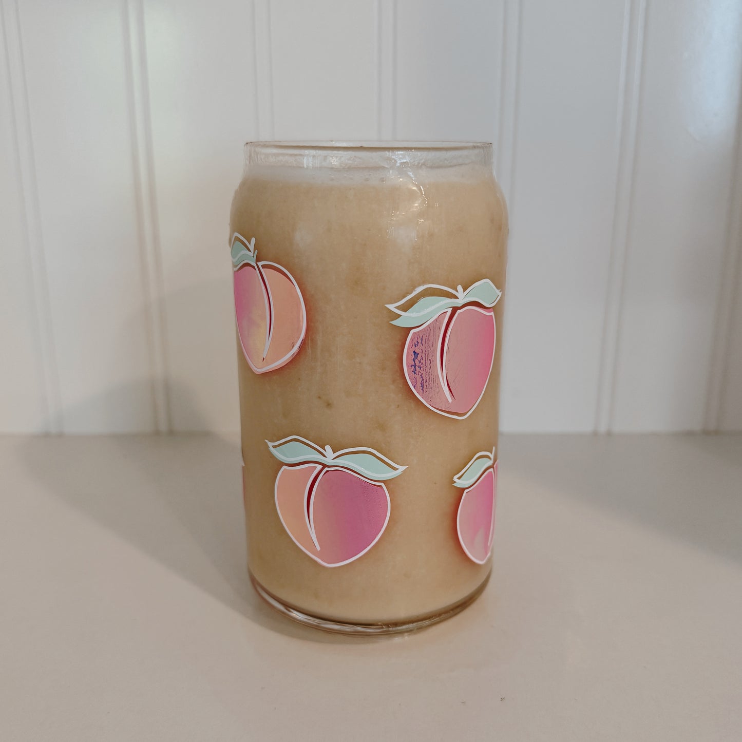 peaches vinyl glass can