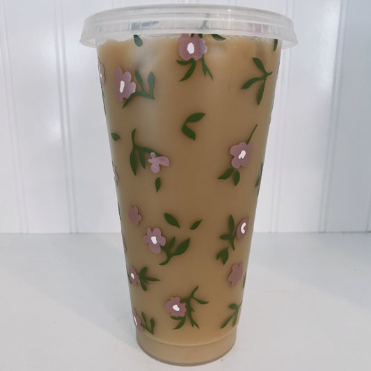 mauve floral tumbler