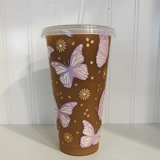 butterfly frosted tumbler