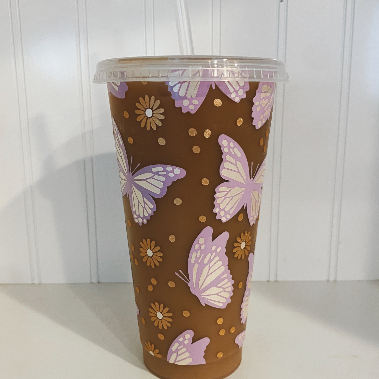 butterfly frosted tumbler