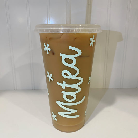 custom daisy frosted tumbler