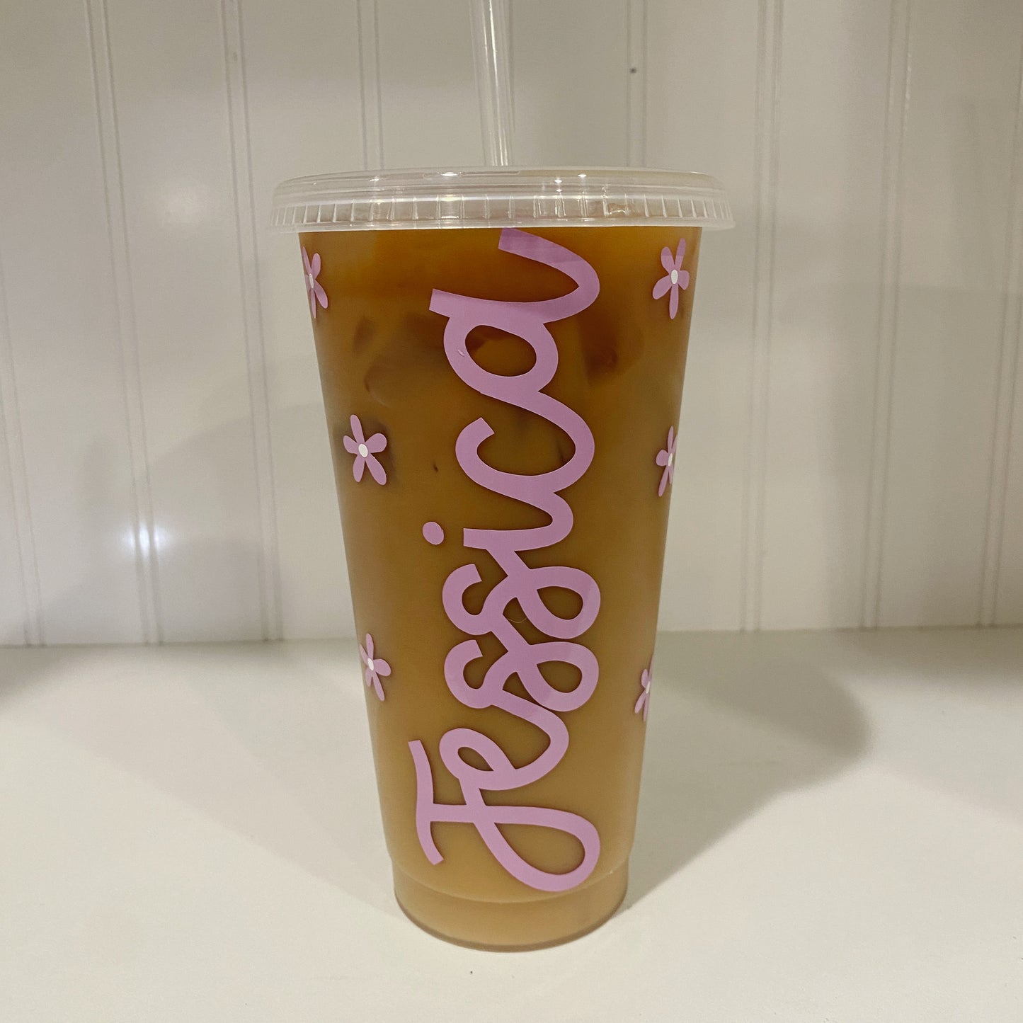 custom daisy frosted tumbler