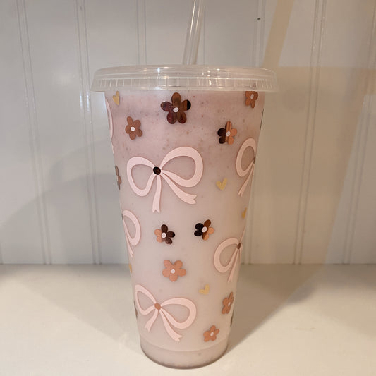 blush bows frosted tumbler