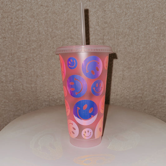 holographic smiley tumbler