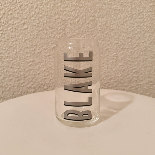 custom dropshadow name vinyl glass can